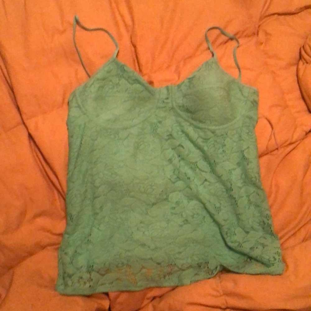 Candies lace seafoam green tank top